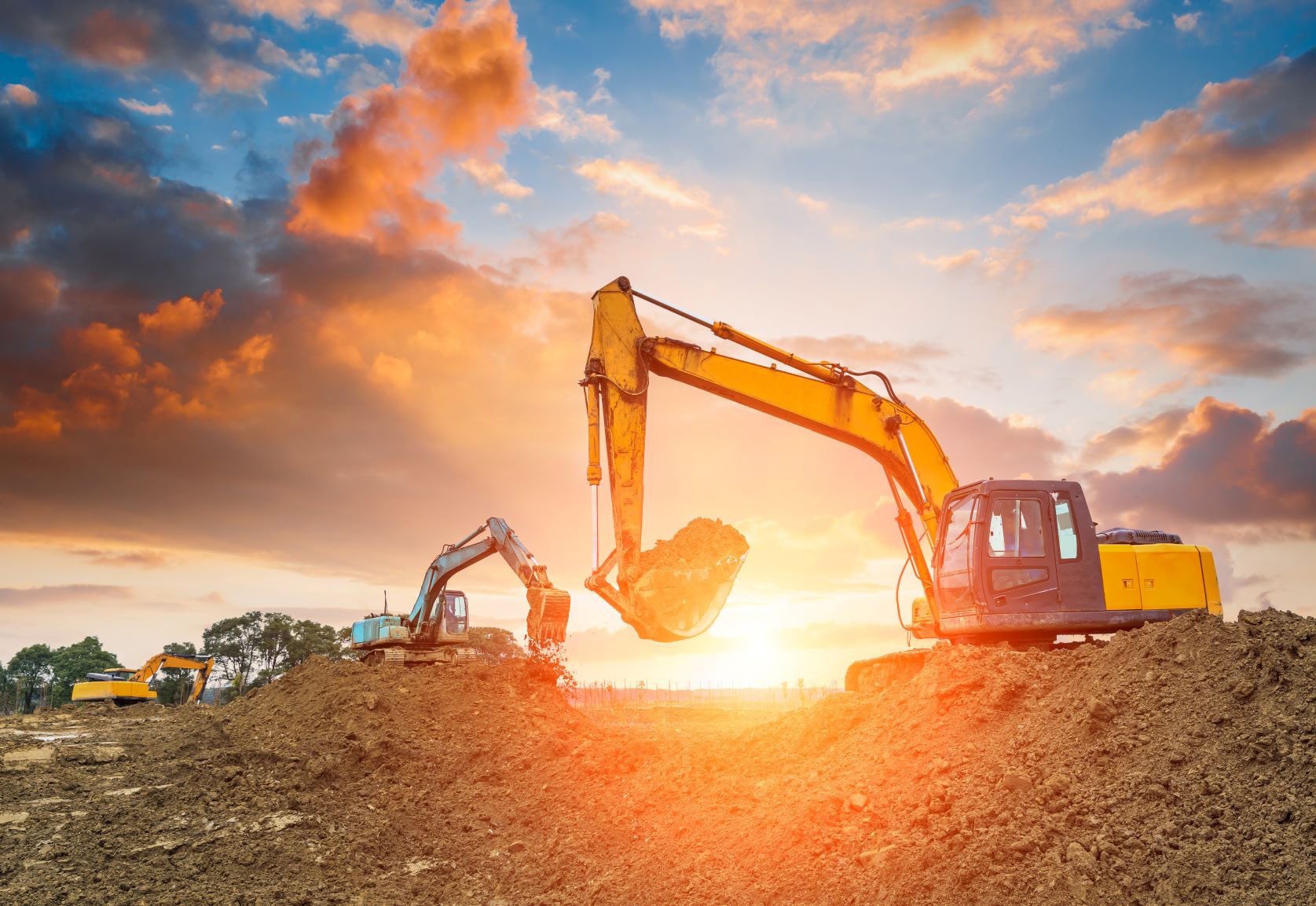 Excavator operator training at sunset — operator training Ghana